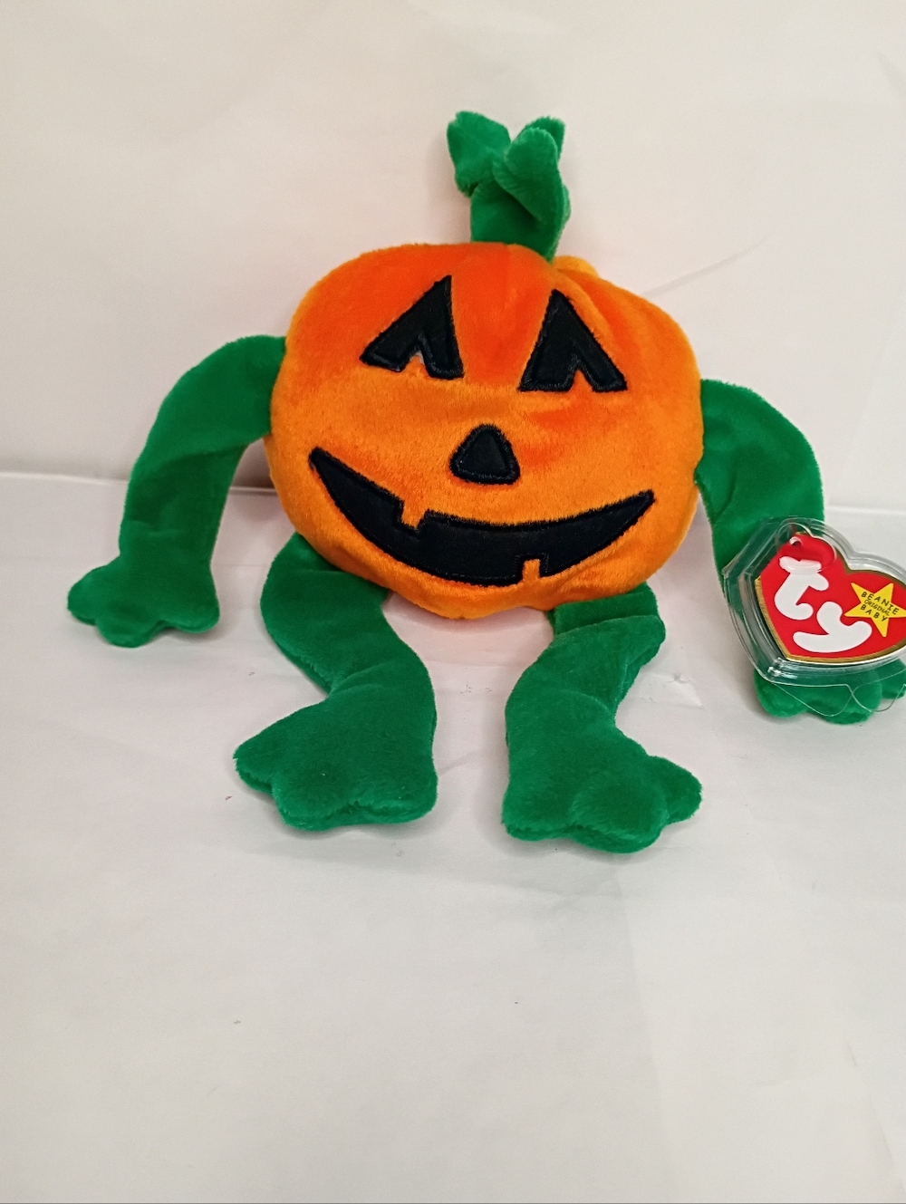 Ty Beanie Buddies Jack-O'-Lantern Plush Pumpkin - Orange & Green